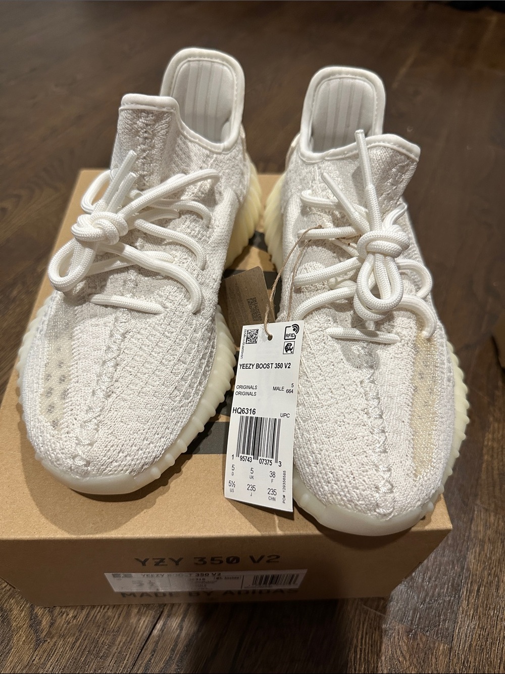 adidas Cream/Off-White Yeezy Boost 350 V2 Knit Sneakers